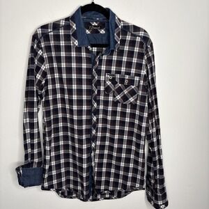 7 Diamonds Plaid Long Sleeve Shirt Mens LG Multicolor Dress Casual Button Down